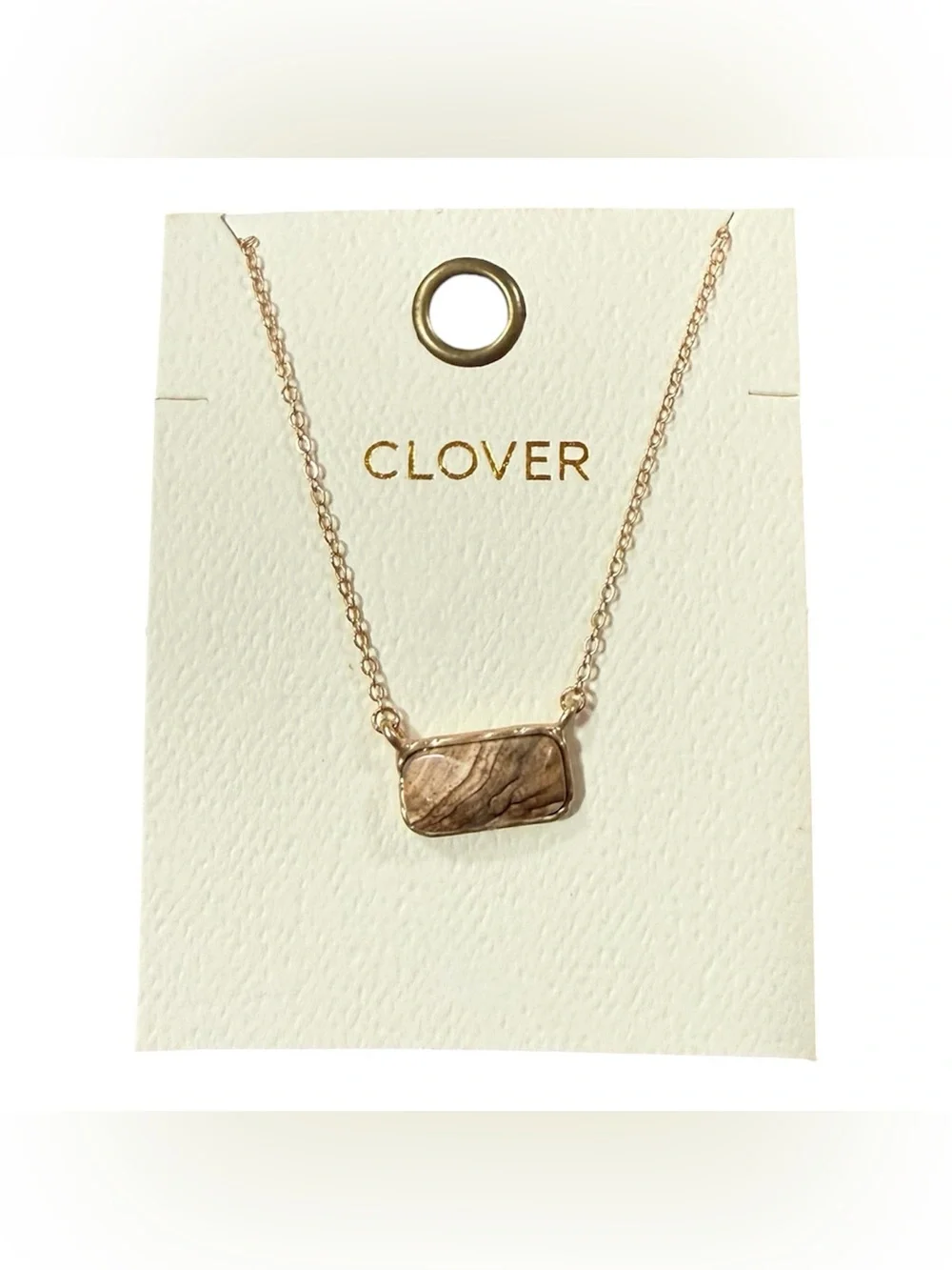 Natural Brown Gold Bar Pendant Necklace